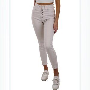 WeWoreWhat Danielle high waist slim fit Trendy 5 pocket Button Fly white Jean 26